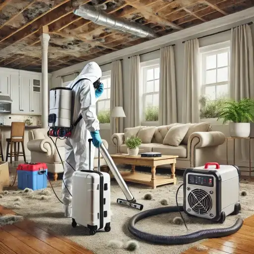 How Mold Remediation Works. A home interior where mold remediation is taking place