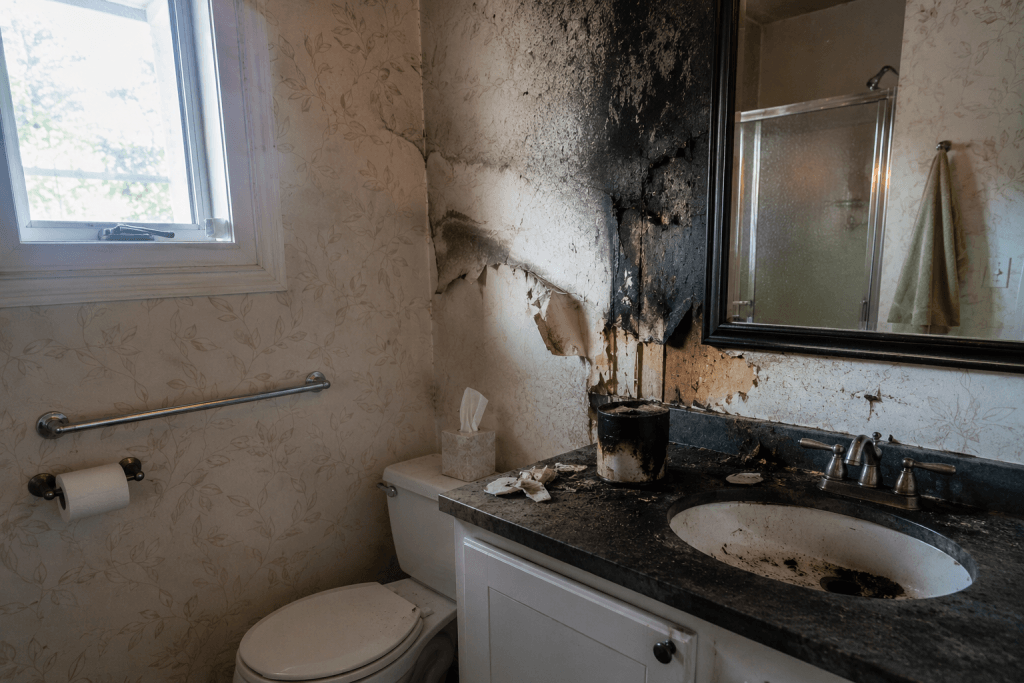 Bathroom gone bad with fire
